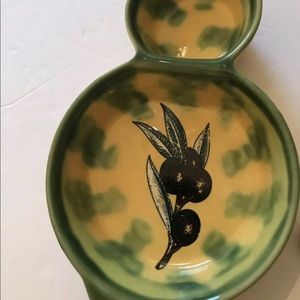 Olive Plate Appetizer Serving Plate W Olives 6 Forks